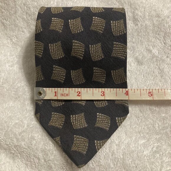 GIORGIO ARMANI Cravatte Mens Silk Necktie ITALY Luxury Geometric Design Grey - Picture 3 of 5